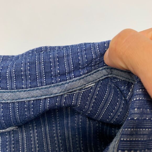 Tommy Bahama Shirt Mens M Medium Storm Blue White Isle Striped Button Up Cotton - Picture 4 of 10